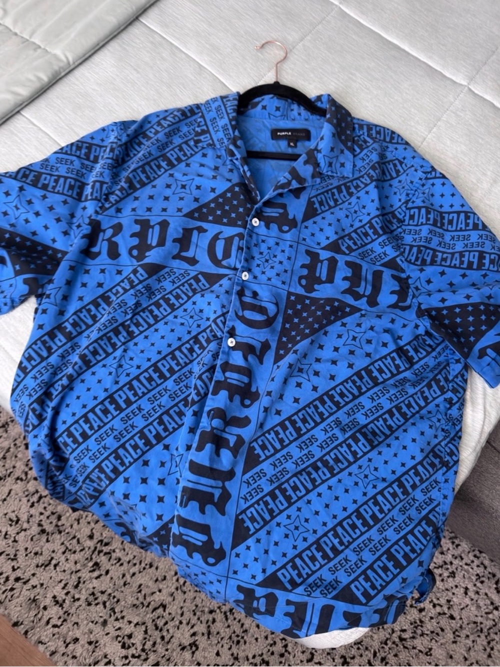 PURPLE Brand Blue Peace Seek Button Front Shirtp